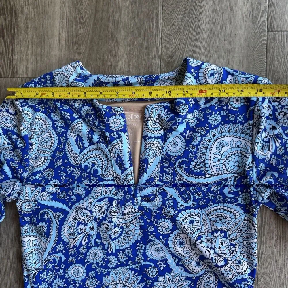 Coolibar Swim Dress Blue UPF 50 Plus Sun Protection XXS Long Sleeve Beach Shirt - Picture 5 of 13
